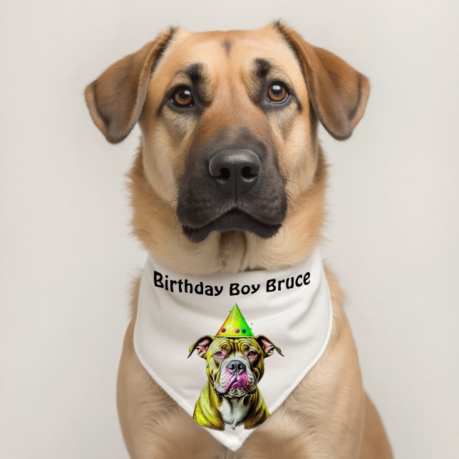 Birthday Boy Pitbull Personalized Pet Bandana Collar (Dog 2)