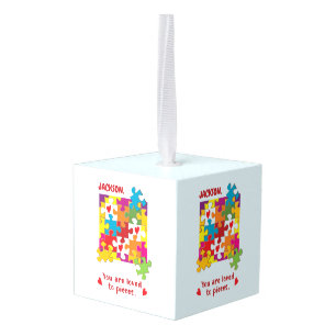 Birthday Boy Puzzle Love to Pieces Cube Ornament