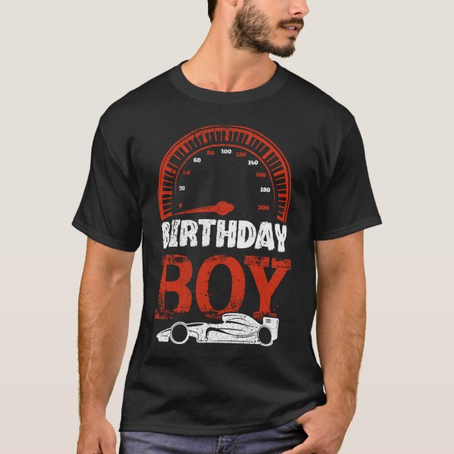 Birthday Boy Race Car Racing T-Shirt (Front)