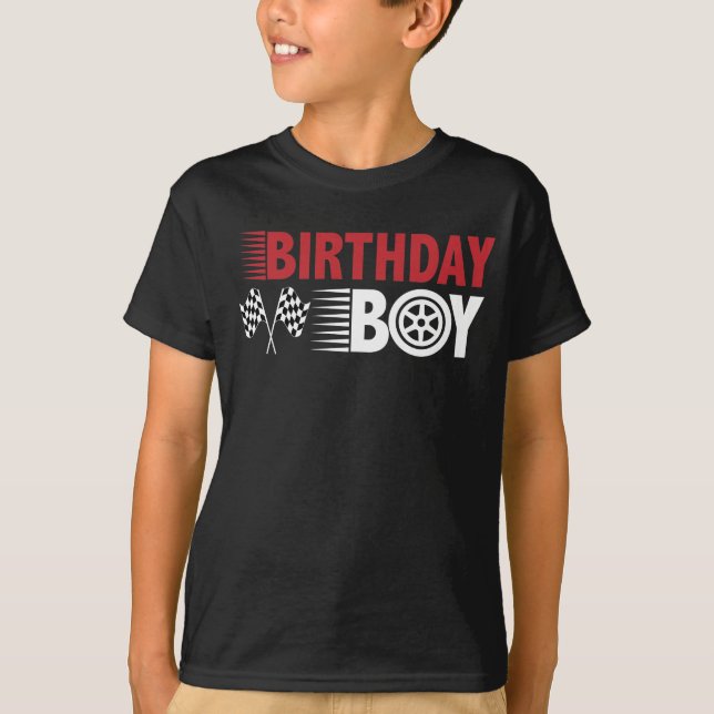 Birthday Boy Racing Car themed birthday party T-Shirt (Front)