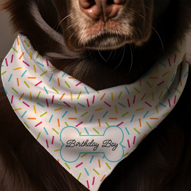 Birthday Boy Rainbow Sprinkles Pattern Dog Bandana (Creator Uploaded)