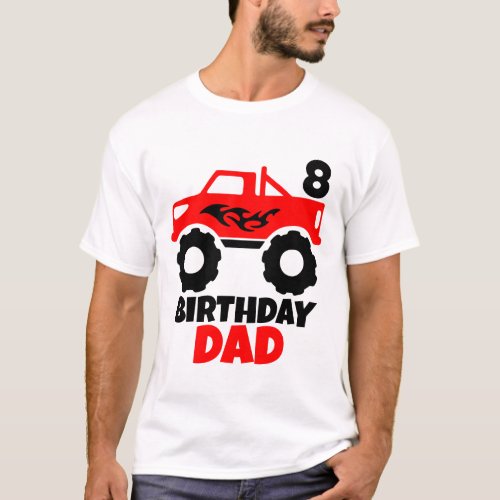 Birthday Boy Red Monster Truck Matching Dad T_Shirt