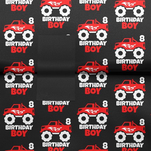 Birthday Boy Red Monster Truck with Age Black Tissue Paper