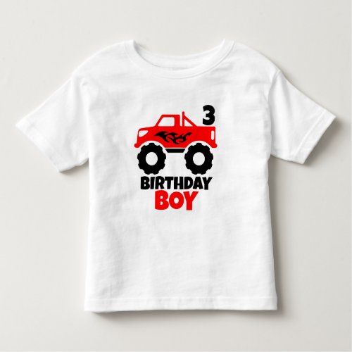 Birthday Boy Red Monster Truck with Age Toddler T_shirt