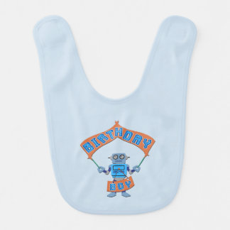 Birthday Boy Robot Baby Bib