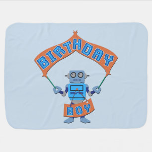 Birthday Boy Robot Baby Blanket