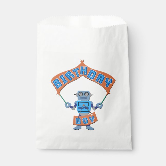 Birthday Boy Robot     Favor Bag (Front)