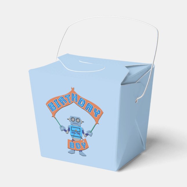 Birthday Boy Robot     Favor Boxes (Front Side)
