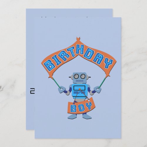 Birthday Boy Robot      Invitation