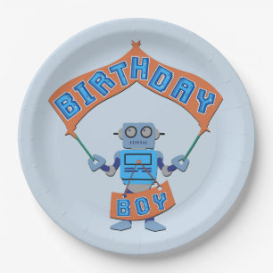 Birthday Boy Robot Paper Plates