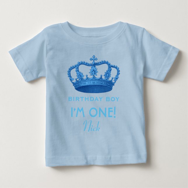 Birthday Boy Royal Prince Crown One Year Old V079 Baby T-Shirt (Front)