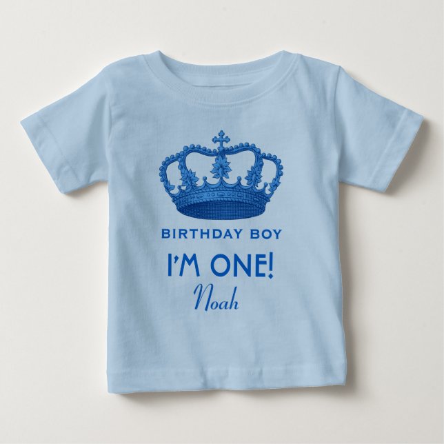 Birthday Boy Royal Prince Crown One Year Old V07N Baby T-Shirt (Front)