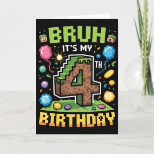 Birthday Boy Shirt Bruh It's My 4th Birthday Video Card