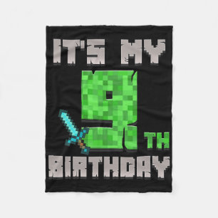 Birthday Boy Shirt It's My 9th Birthday Gamer Pixe Fleece Blanket