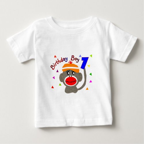 Birthday BOY Sock monkey 1 year old Baby T_Shirt