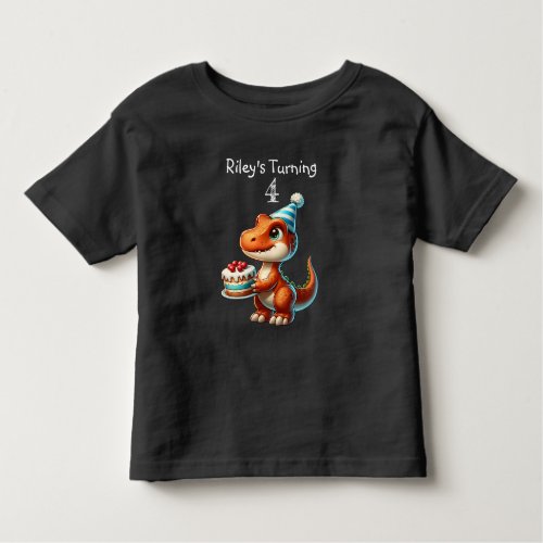 Birthday Boy T_rex Dinosaur Name and Age Toddler T_shirt