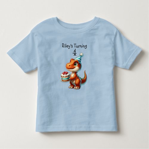 Birthday Boy T_rex Dinosaur Name and Age Toddler T_shirt