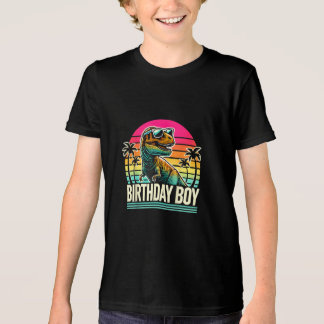Birthday Boy T-Rex Retro Sunset Cool Vintage Tri-B Tri-Blend Shirt