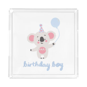 Birthday Boy Teddy Bear Holding A Balloon Acrylic Tray