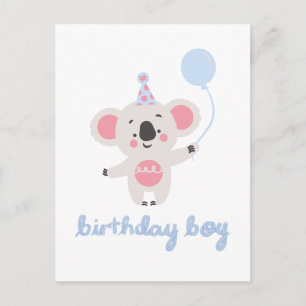 Birthday Boy Teddy Bear Holding A Balloon Postcard