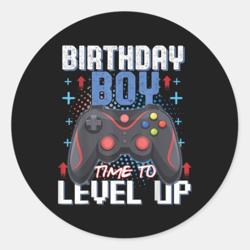 Birthday Boy Time Gamer Level Up Video Game Classic Round Sticker