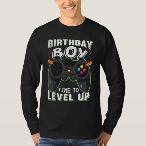 Birthday Boy Time To Level Up Gamer Controller Gra T_Shirt