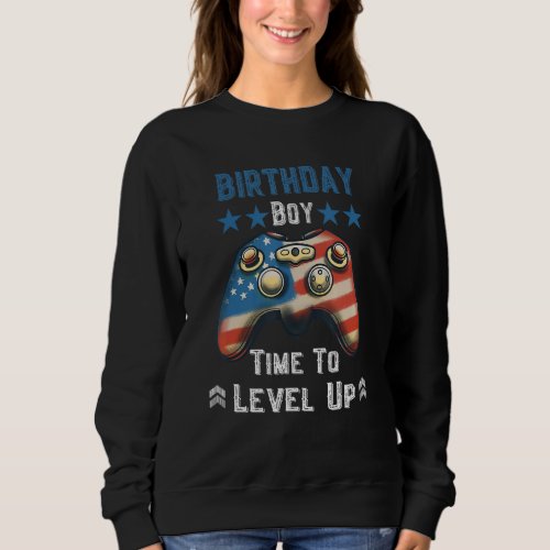 Birthday Boy Time To Level Up Gaming Birthday Boys Sweatshirt