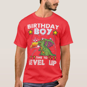 Birthday Boy Time To Level Up Kids Video Game Dino T-Shirt