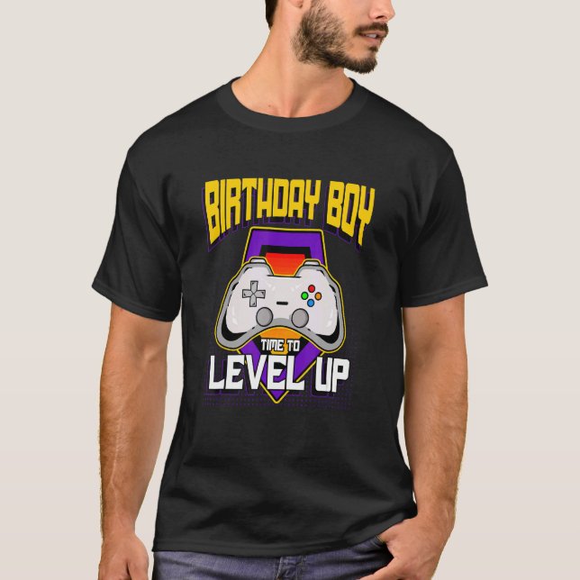 Birthday Boy Time To Level Up Retro Video Game Ann T-Shirt (Front)