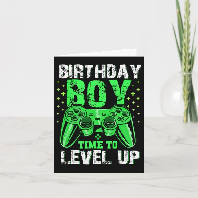 Birthday Boy Time To Level Up Video Game Birthday  Card (Front)