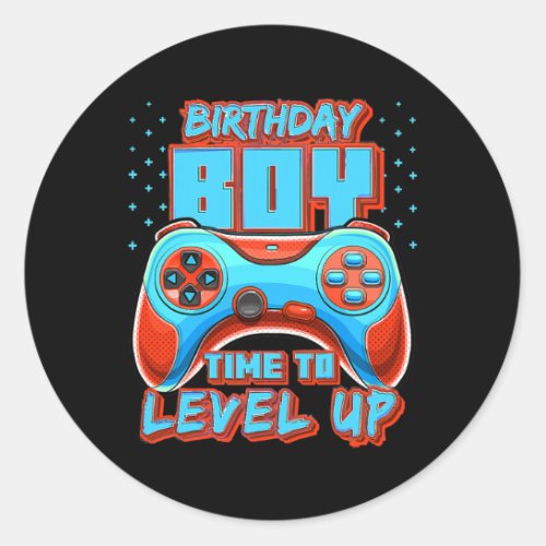 Birthday Boy Time to Level Up Video Game Birthday Classic Round Sticker