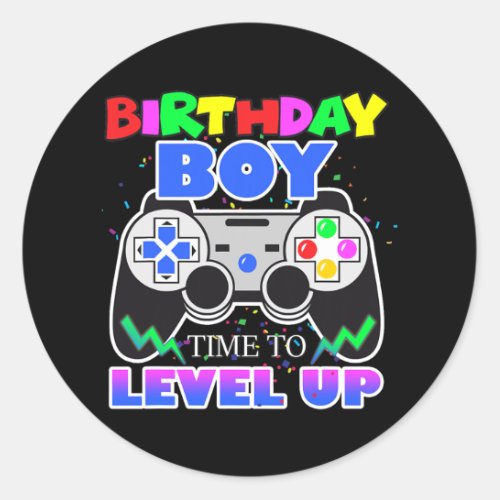 Birthday Boy Time to Level Up Video Game Birthday Classic Round Sticker