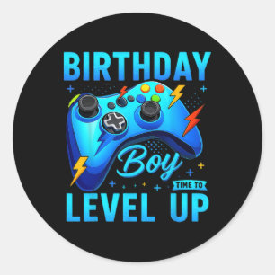 Birthday Boy Time To Level Up Video Game Birthday Classic Round Sticker