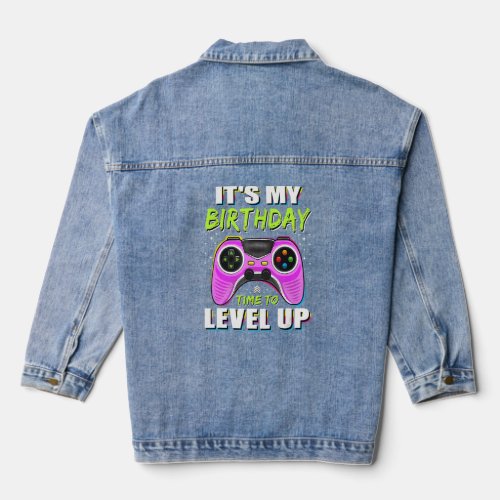 Birthday Boy Time to Level Up Video Game Birthday  Denim Jacket