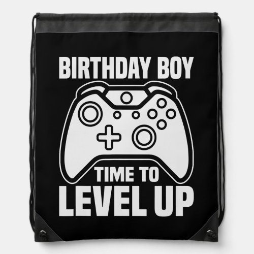 Birthday Boy Time To Level Up Video Game Birthday Drawstring Bag