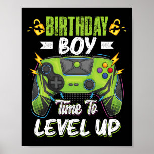 Birthday Boy Time To Level Up Video Game Birthday Poster