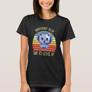 Birthday Boy Time To Level Up Video Game Cute Cat  T-Shirt