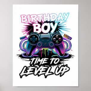 Birthday Boy Time To Level Up Video Game For Boys Poster