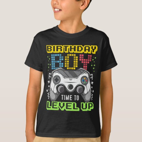 Birthday Boy Time to Level Up Video Game Gamer T_Shirt