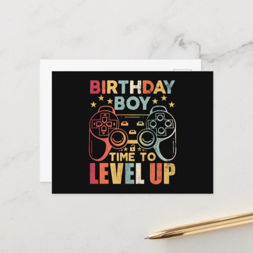 Birthday Boy Time To Level Up Video Game Postcard