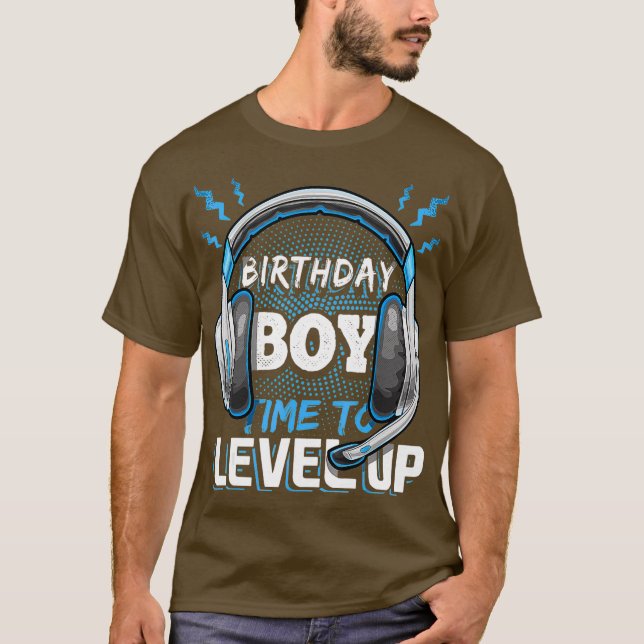 Birthday Boy Time to Level Up Video PC Gaming T-Shirt (Front)
