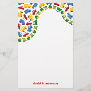 Birthday Boy Toys Colorful Cars Trains Bus Trucks Stationery