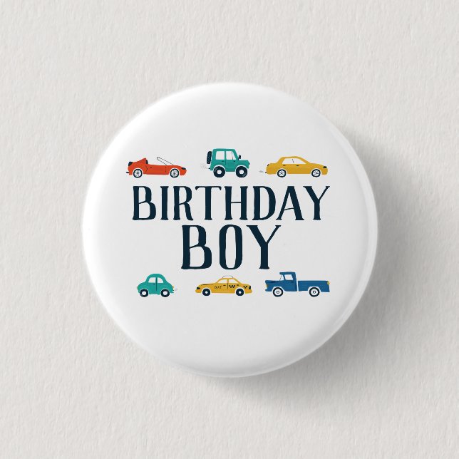 Birthday Boy Transportation Birthday  Button (Front)