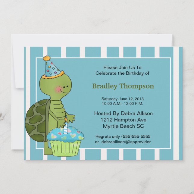 Birthday Boy Turtle Invitation (Front)