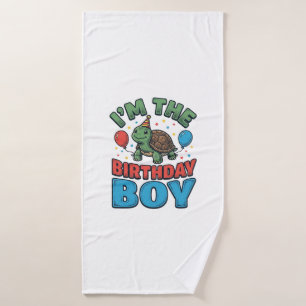 Birthday Boy Turtle Vintage Party Shirt Design_1 Bath Towel