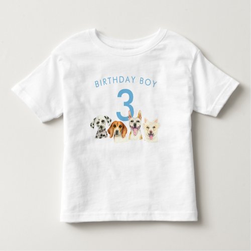 Birthday Boy Watercolor Puppy Dogs Toddler T_shirt