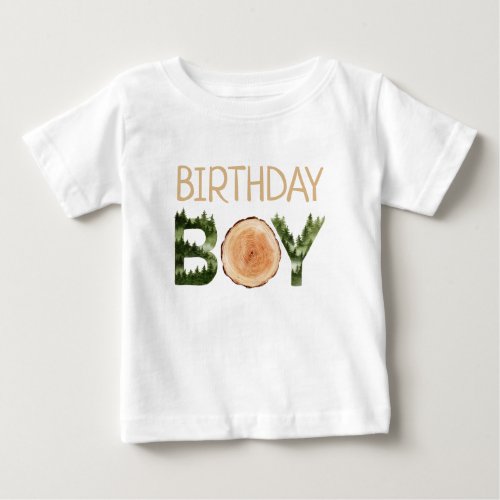 Birthday Boy Watercolor Woodland  Baby T_Shirt