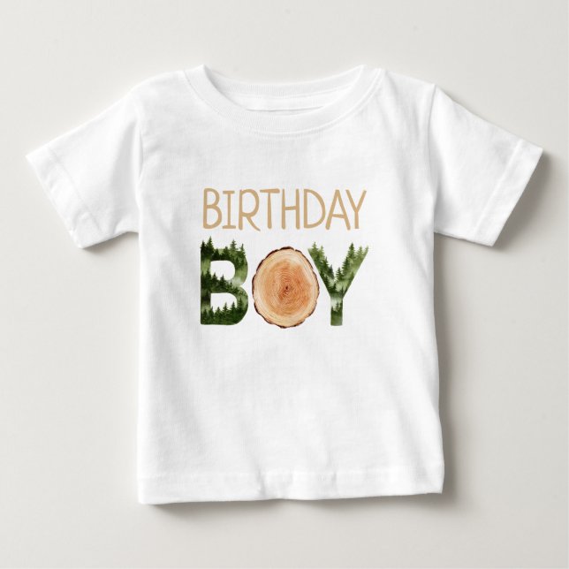 Birthday Boy Watercolor Woodland  Baby T-Shirt (Front)