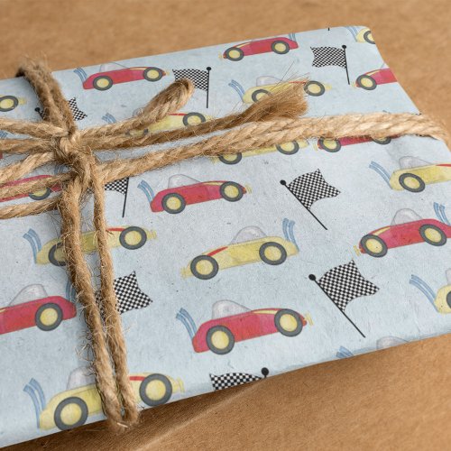 Birthday Boy Whimsical Race Cars Cute Party  Tissue Paper