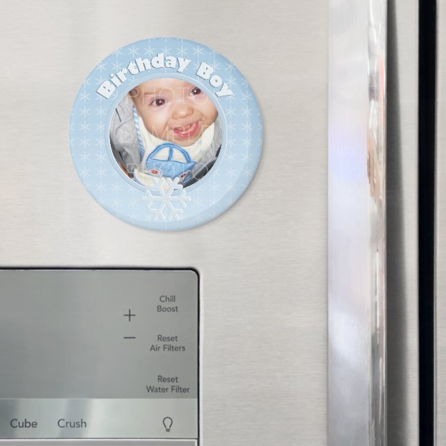 Birthday Boy Winter Onederland Blue Custom photo Magnet (In Situ (Fridge))